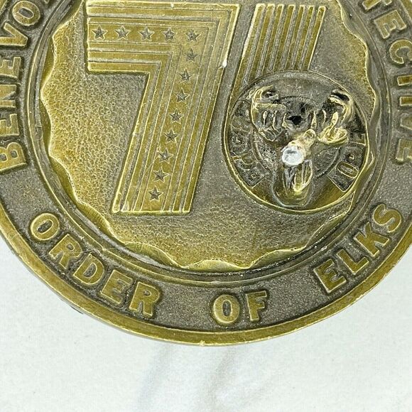 Adezy Vintage 1975 Benevolent Protective Order of Elks BPOE Belt Buckle - Picture 3 of 11